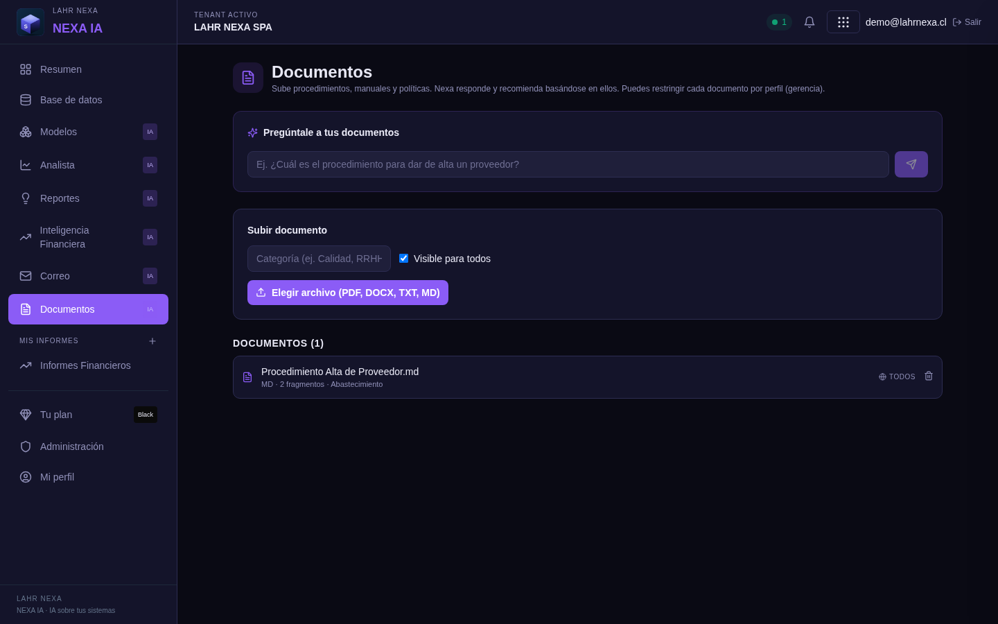 Documentos y preguntas (RAG) en Nexa IA.