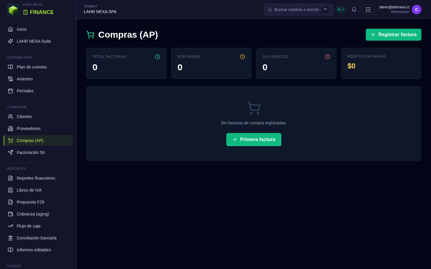Compras / cuentas por pagar en FINANCE.