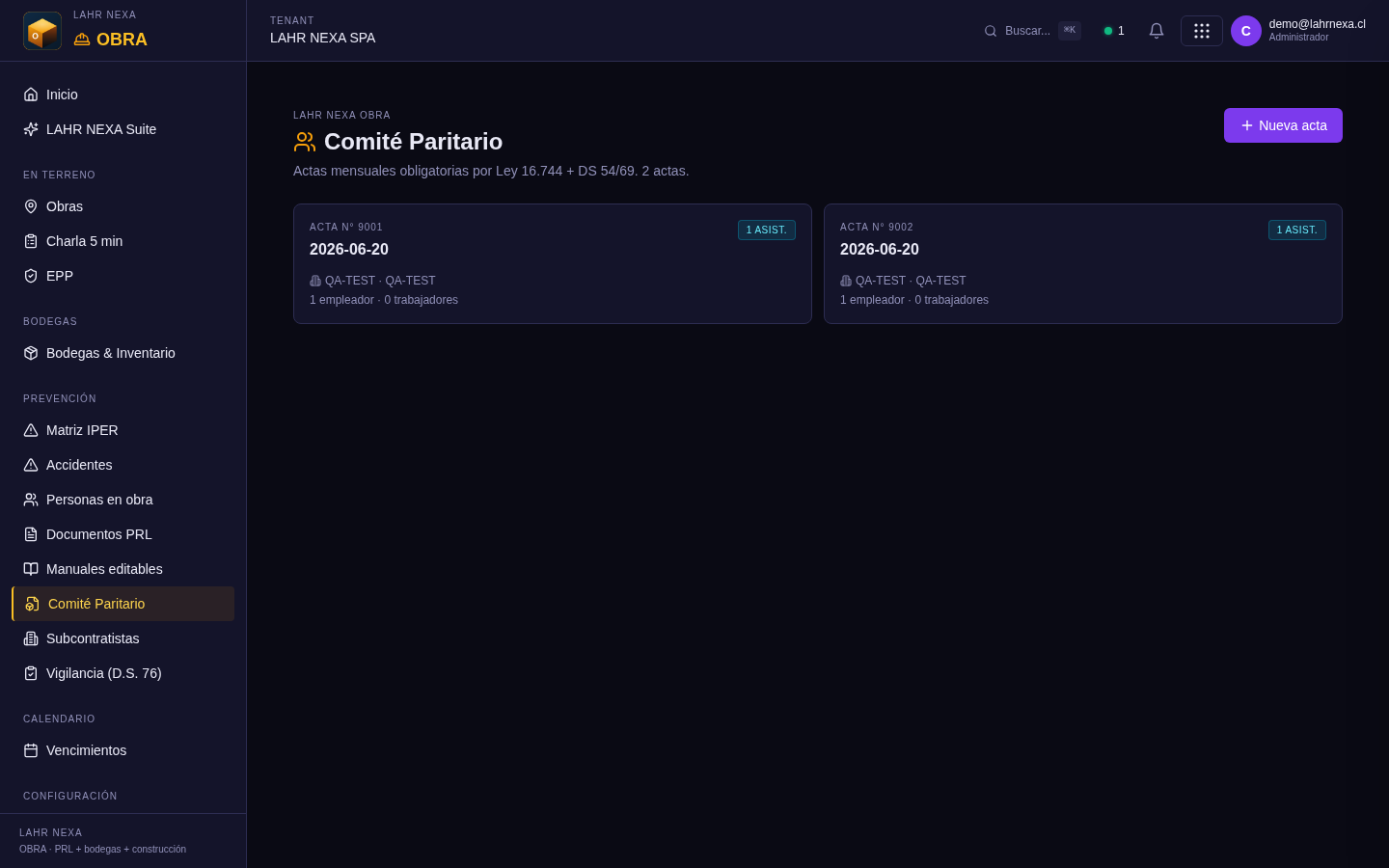 Comité paritario en OBRA.