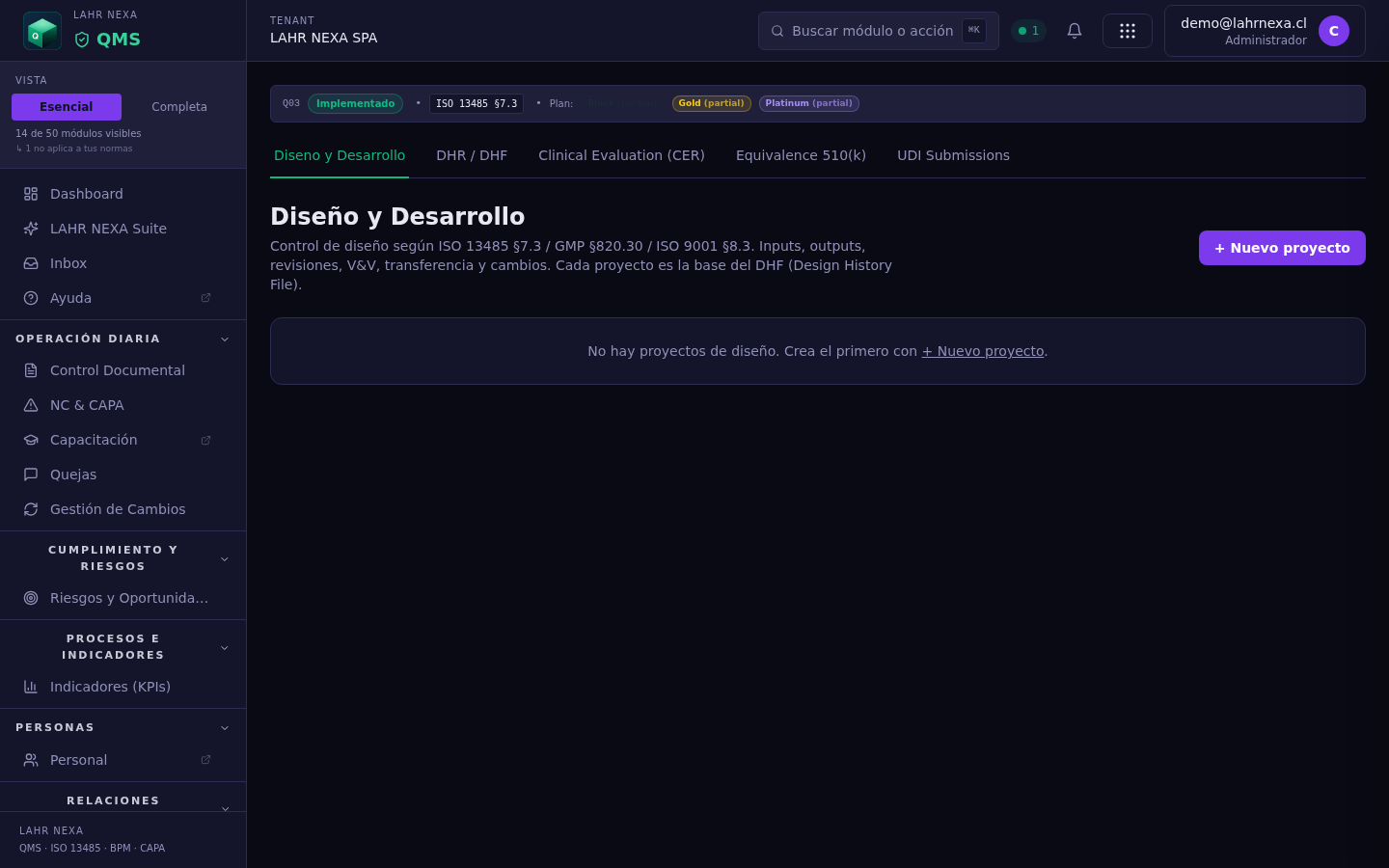 Diseño y desarrollo en QMS.