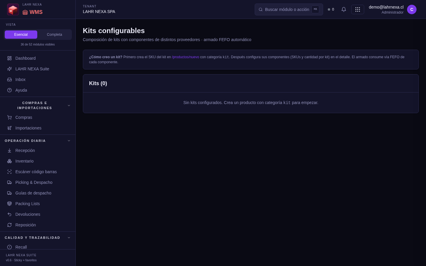 Kits configurables en WMS.